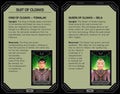 tarot kortos — atverstas bukletas su King of Cloaks ir Queen of Cloaks reikšmėmis, trumpais aprašymais ir kortų iliustracijomis