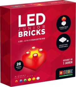 STAX Junior Classic Plus šviečiantis konstruktorius – 28 LED kaladėlių rinkinys, suderinamas su LEGO Duplo, 3+