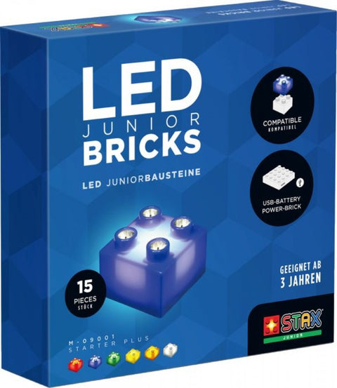 STAX Junior Starter LED kaladėlių konstruktorius, 15 vnt., su USB, 3+