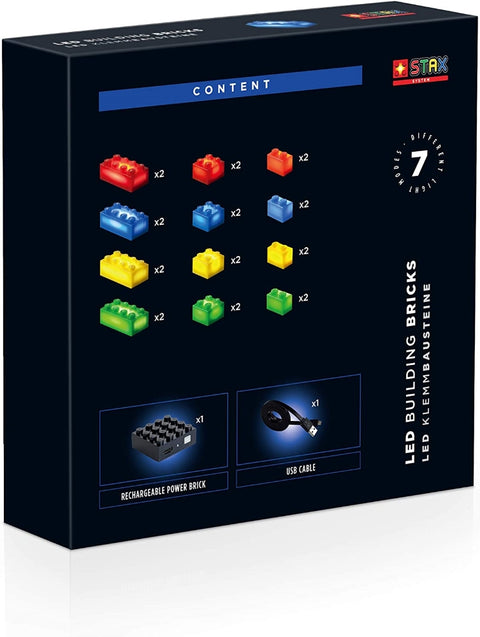 STAX šviečiantis LED konstruktorius System, 24 kaladėlės, USB pagrindas, suderinamas su LEGO