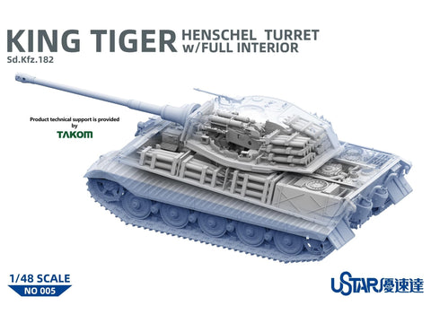 Suyata King Tiger Henschel tankas – pilnas interjeras, 1/48
