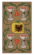 tarot kortos su rudos fono nugarėle, aukso kubu su dvisparniu ereliu centre ir keturių taurių bei žalių vijoklių ornamentu, ši variacija skiriasi nuo kitų raštu ir spalvų deriniu
