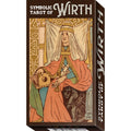 Taro kortų dėžutė Symbolic Tarot of Wirth su klasikinėmis raudonai‑smėlio tonų iliustracijomis ir matomu šoniniu prekės ženklo užrašu