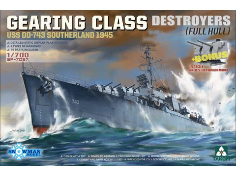 Takom USS Southerland DD-743 (Gearing) 1/700, 1944 eskadrinis minininkas
