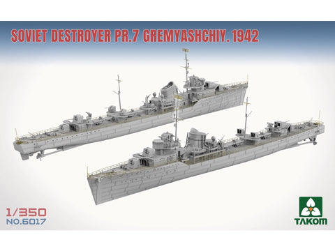 Takom sovietinis naikintojas Gremyashchiy 1942, 1/350 laivo rinkinys