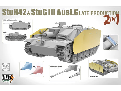 Takom StuH 42 & StuG III Ausf. G vėlyvas 2-in-1 modelio rinkinys 1/35 (8006)