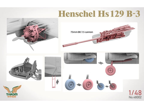 Takom Henschel Hs 129 B-3 1/48 su interjeru, plastikinis modelis 48002