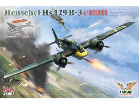 Takom Henschel Hs 129 B-3 1/48 su interjeru, plastikinis modelis 48002