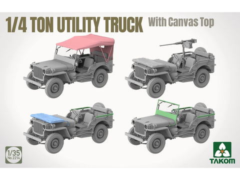 Takom Willys Jeep su brezentiniu stogu surenkamas modelis 1/35 2214