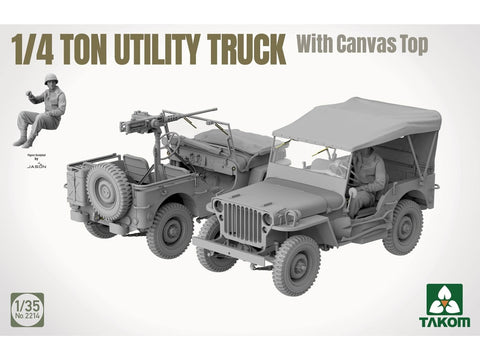 Takom Willys Jeep su brezentiniu stogu surenkamas modelis 1/35 2214