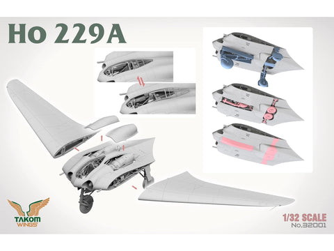 Takom Horten Ho 229A 1/32 plastikinis surenkamas lėktuvo modelio rinkinys