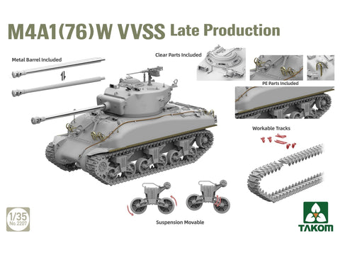 Takom M4A1(76)W VVSS vėlyvasis tankas, plastikinis rinkinys