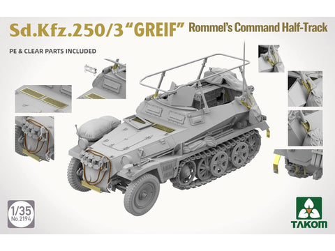 Takom Sd.Kfz.250/3 GREIF Rommelio komandinis pusiau vikšrinis 1/35 modelis