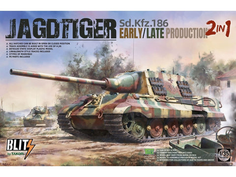 Takom Jagdtiger Sd.Kfz.186 ankstyvas/vėlyvas 1/35 plastikinis modelis