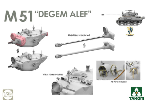 Takom M51 Degem Alef Super Sherman plastikinis tanko rinkinys