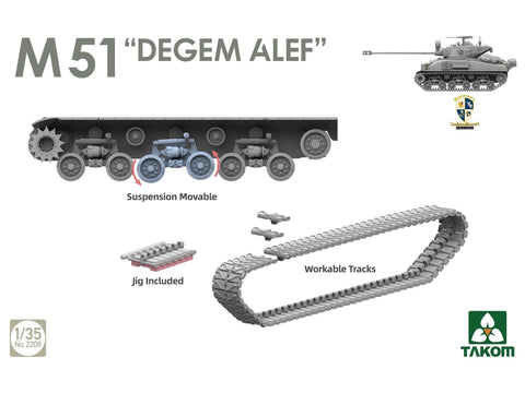 Takom M51 Degem Alef Super Sherman plastikinis tanko rinkinys