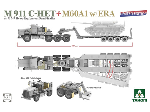 Takom M911 C-HET su M747 priekaba ir M60A1 tanku 1/72, 5024X