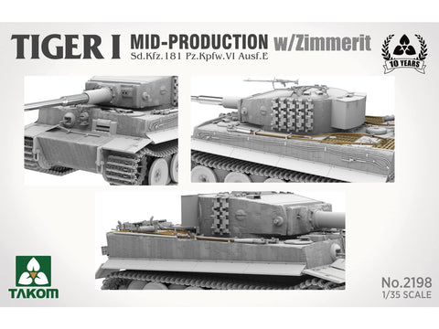 Takom Tiger I (vidurinės gamybos) su Zimmerit 1/35, plastikinis modelis