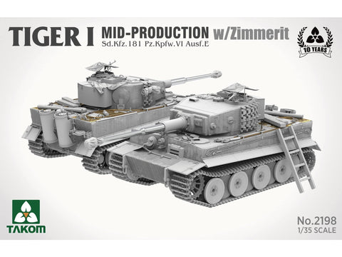 Takom Tiger I (vidurinės gamybos) su Zimmerit 1/35, plastikinis modelis