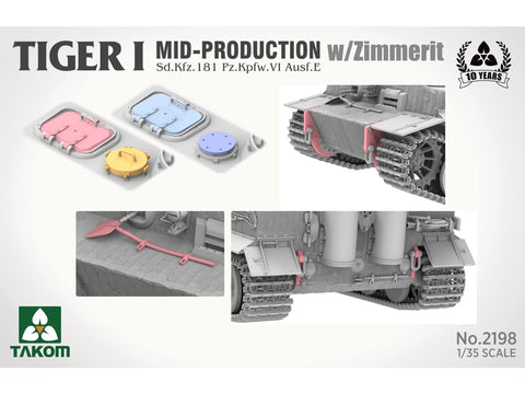Takom Tiger I (vidurinės gamybos) su Zimmerit 1/35, plastikinis modelis