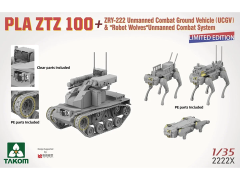 Takom PLA ZTZ-100 su ZRY-222 „Robot Wolves“ 1/35 plastikinis modelis