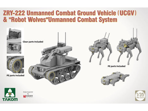 Takom ZRY-222 bepilotė kovos sausumos mašina su robotais vilkais 1/35