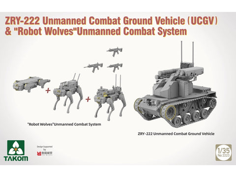 Takom ZRY-222 bepilotė kovos sausumos mašina su robotais vilkais 1/35