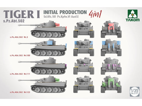 Takom Tiger I ankstyvasis 4in1 tanko modelis 1/35 s.Pz.Abt.502