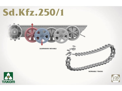 Takom Sd.Kfz.250/1 1/35 vokiečių pusvikšris – plastikinis modelis (2184)