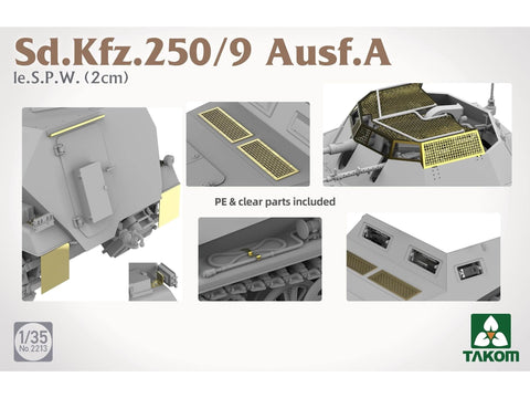 Takom lengvasis šarvuotis Sd.Kfz. 250/9 Ausf. A su 2 cm pabūklu 1/35 2213