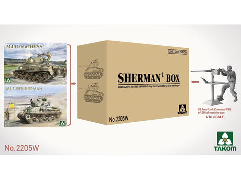 Takom Sherman M4A1(76W) HVSS + M1 Super Sherman 1/35 rinkinys, 1/16 įgula