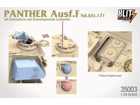 Surenkamas tanko modelis Panther Ausf. F Schmalturm Sd.Kfz. 171 Takom 35003