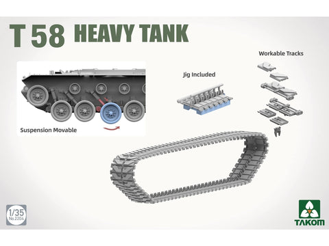 Takom T58 sunkusis tankas 1/35 plastikinis modelio rinkinys