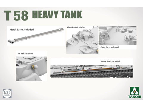Takom T58 sunkusis tankas 1/35 plastikinis modelio rinkinys