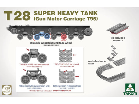 Takom T28/T95 super sunkus tankas 1:35 – detalus surenkamas modelis