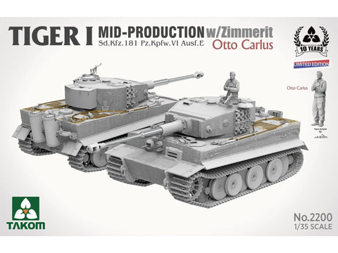 Takom Tiger I, vidurinės gamybos su zimmerit, Otto Carius, 1/35
