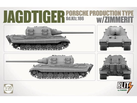 Takom Jagdtiger Sd.Kfz. 186 Porsche su Zimmerit surenkamas modelis 1/35 8012