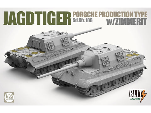 Takom Jagdtiger Sd.Kfz. 186 Porsche su Zimmerit surenkamas modelis 1/35 8012