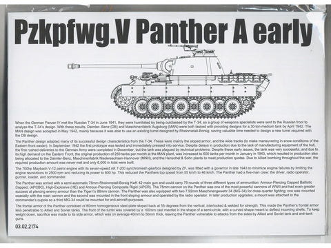 Takom Panther Ausf. A Early 1/35 vokiečių tanko surenkamas modelis