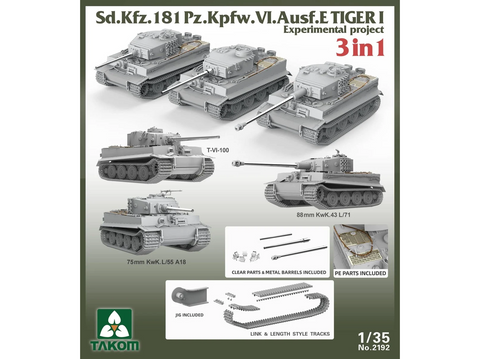 Takom Tiger I vokiečių tankas 3-in-1 plastikinis modelis 1/35