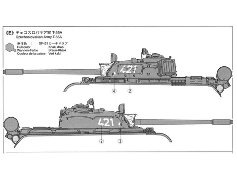Tamiya T-55A rusiškas vidutinis tankas 1/35 plastikinis modelis