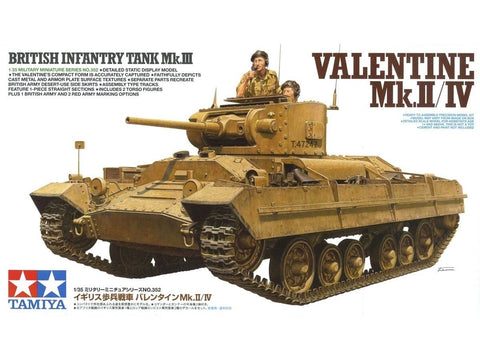 Tamiya Valentine Mk.II/IV britų pėstininkų tankas 1/35, plastikinis rinkinys