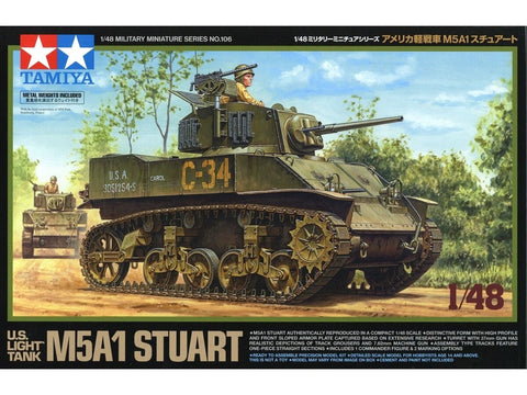 Tamiya JAV lengvasis tankas M5A1 Stuart 1/48 plastikinis modelis