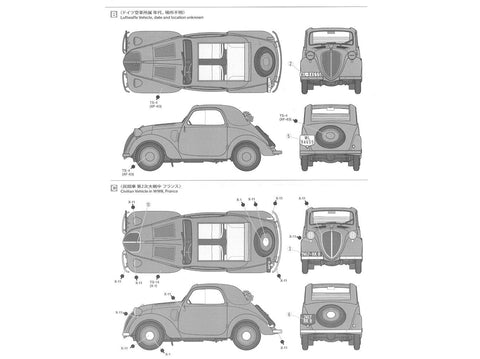 Tamiya Simca 5 štabo automobilis 1/35, Vokiečių armija, plastikinis modelis