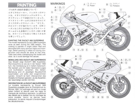 Tamiya Ducati 888 Superbike 1/12 surenkamas motociklo modelis 14063