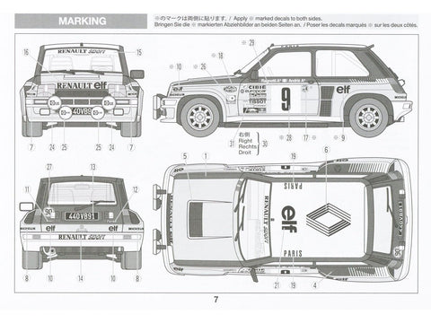 Tamiya Renault 5 Turbo Rally 1/24 plastikinis surenkamas rinkinys (24027)