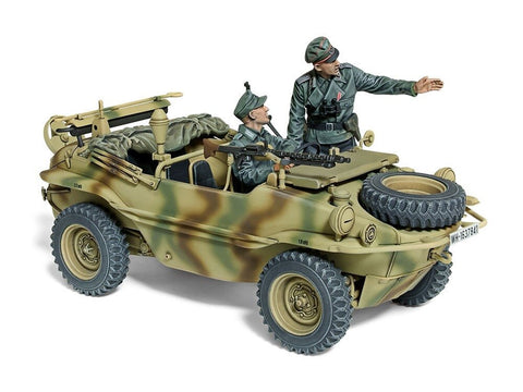Vokiečių amfibija VW Schwimmwagen 166 modelis 1/35, plačios padangos