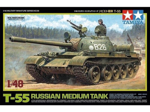 Tamiya T-55 sovietinis vidutinis tankas 1/48 plastikinis rinkinys