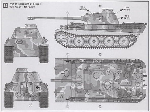 Tamiya Panther G 1/48 vokiško tanko plastikinis modelis 32520