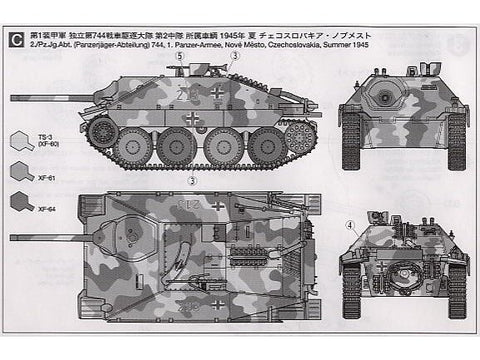 Tamiya Jagdpanzer 38(t) Hetzer vidutinė versija 1/48 tanko rinkinys